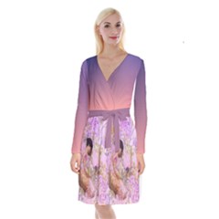 Violets For The Birds  Long Sleeve Velvet Front Wrap Dress by pastpresents