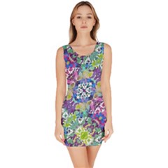 Colorful Modern Floral Print Bodycon Dress by dflcprints