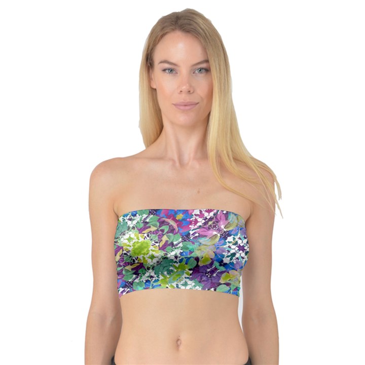 Colorful Modern Floral Print Bandeau Top