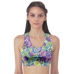 Colorful Modern Floral Print Sports Bra by dflcprints