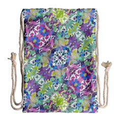 Colorful Modern Floral Print Drawstring Bag (large) by dflcprints