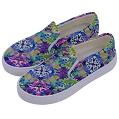 Colorful Modern Floral Print Kids  Canvas Slip Ons