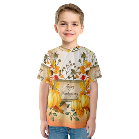 Happy Thanksgiving With Pumpkin Kids  Sport Mesh Tee by FantasyWorld7