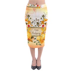 Happy Thanksgiving With Pumpkin Midi Pencil Skirt by FantasyWorld7