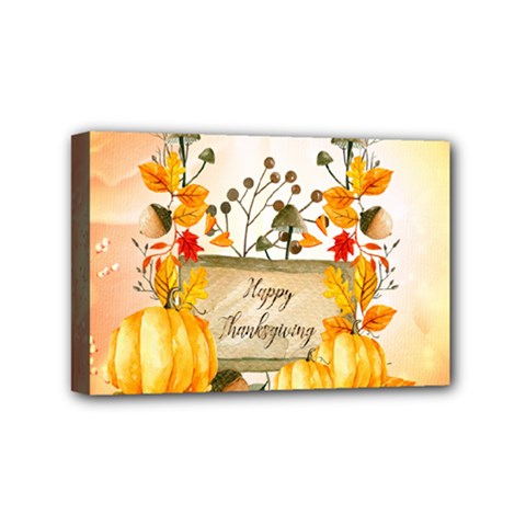 Happy Thanksgiving With Pumpkin Mini Canvas 6  X 4  by FantasyWorld7