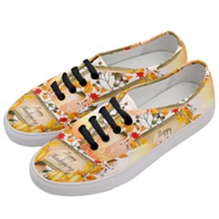 Happy Thanksgiving With Pumpkin Women s Classic Low Top Sneakers by FantasyWorld7