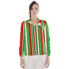 Christmas Holiday Stripes Red Wind Breaker (women) by Celenk