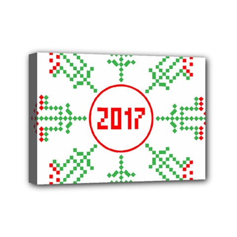 Snowflake Graphics Date Year Mini Canvas 7  X 5  by Celenk