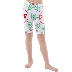 Snowflake Graphics Date Year Kids  Mid Length Swim Shorts