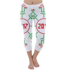 Snowflake Graphics Date Year Capri Winter Leggings  by Celenk