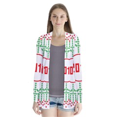 Snowflake Graphics Date Year Drape Collar Cardigan by Celenk