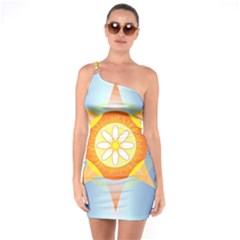 Star Pattern Background One Soulder Bodycon Dress