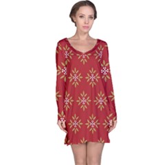 Pattern Background Holiday Long Sleeve Nightdress by Celenk