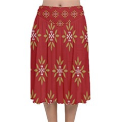 Pattern Background Holiday Velvet Flared Midi Skirt