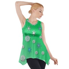 Snowflakes Winter Christmas Overlay Side Drop Tank Tunic by Celenk