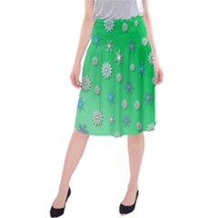 Snowflakes Winter Christmas Overlay Midi Beach Skirt by Celenk