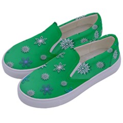 Snowflakes Winter Christmas Overlay Kids  Canvas Slip Ons by Celenk