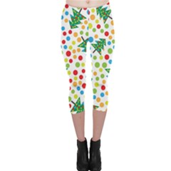 Pattern Circle Multi Color Capri Leggings  by Celenk