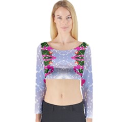 Seamless Tileable Pattern Design Long Sleeve Crop Top by Celenk