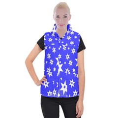 Star Background Pattern Advent Women s Button Up Puffer Vest by Celenk