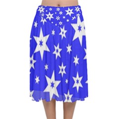 Star Background Pattern Advent Velvet Flared Midi Skirt