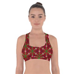 Textured Background Christmas Pattern Cross Back Sports Bra by Celenk