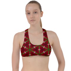 Textured Background Christmas Pattern Criss Cross Racerback Sports Bra by Celenk