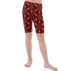 Textured Background Christmas Pattern Kids  Mid Length Swim Shorts by Celenk