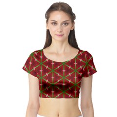 Textured Background Christmas Pattern Short Sleeve Crop Top by Celenk