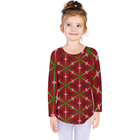 Textured Background Christmas Pattern Kids  Long Sleeve Tee by Celenk