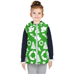 Green White Backdrop Background Card Christmas Kid s Puffer Vest