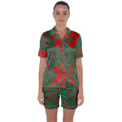 Christmas Background Satin Short Sleeve Pyjamas Set by Celenk