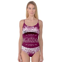 Christmas Card Red Snowflakes Camisole Leotard  by Celenk