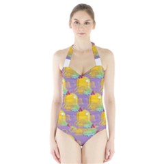 Seamless Repeat Repeating Pattern Halter Swimsuit by Celenk