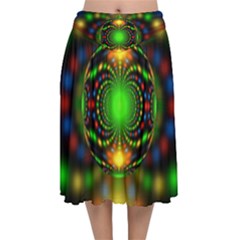 Christmas Ornament Fractal Velvet Flared Midi Skirt