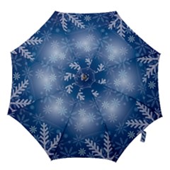 Snowflakes Background Blue Snowy Hook Handle Umbrellas (large) by Celenk