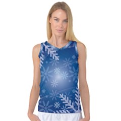 Snowflakes Background Blue Snowy Women s Basketball Tank Top by Celenk