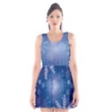 Snowflakes Background Blue Snowy Scoop Neck Skater Dress View1