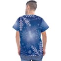 Snowflakes Background Blue Snowy Men s V-Neck Scrub Top View2