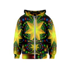 Christmas Star Fractal Symmetry Kids  Zipper Hoodie by Celenk