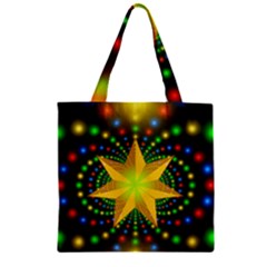 Christmas Star Fractal Symmetry Zipper Grocery Tote Bag by Celenk