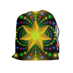 Christmas Star Fractal Symmetry Drawstring Pouches (extra Large) by Celenk