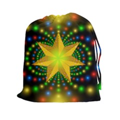 Christmas Star Fractal Symmetry Drawstring Pouches (xxl) by Celenk