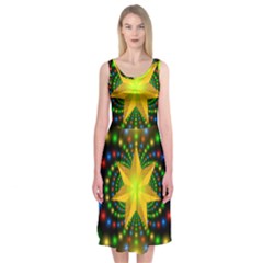 Christmas Star Fractal Symmetry Midi Sleeveless Dress by Celenk