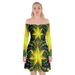 Christmas Star Fractal Symmetry Off Shoulder Skater Dress by Celenk