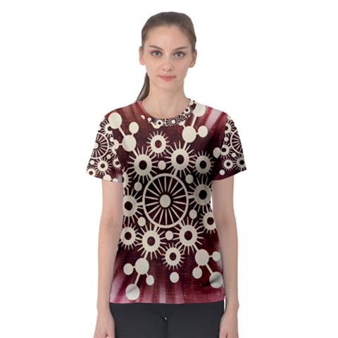 Background Star Red Abstract Women s Sport Mesh Tee by Celenk