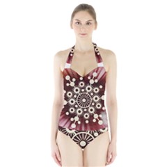 Background Star Red Abstract Halter Swimsuit by Celenk