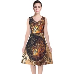 Christmas Bauble Ball About Star V-neck Midi Sleeveless Dress  by Celenk