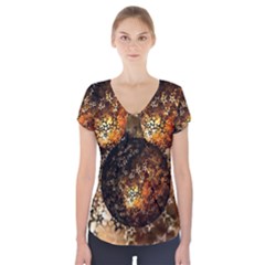 Christmas Bauble Ball About Star Short Sleeve Front Detail Top by Celenk