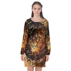 Christmas Bauble Ball About Star Long Sleeve Chiffon Shift Dress  by Celenk